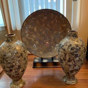 Mosaic cracked glass set of 3